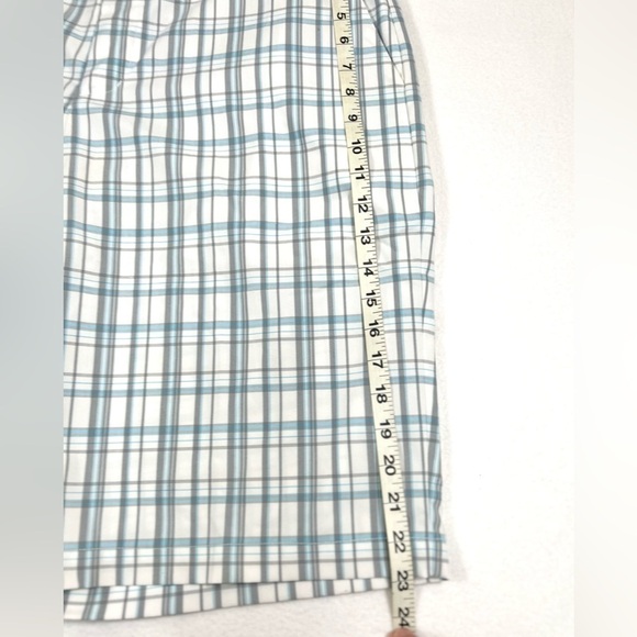 ADIDAS Men’s Flat Front Shorts Blue Gray Plaid Casual Size 35‎ Athleisure Golf - Picture 11 of 14